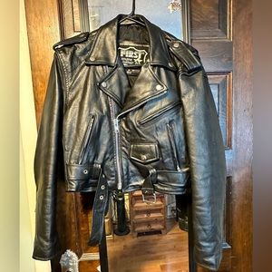 FIRST Genuine Leather vintage women’s short style Motorcycle jacket